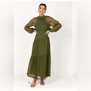 Petal & pup JULIP SHEER LONG SLEEVE MAXI DRESS